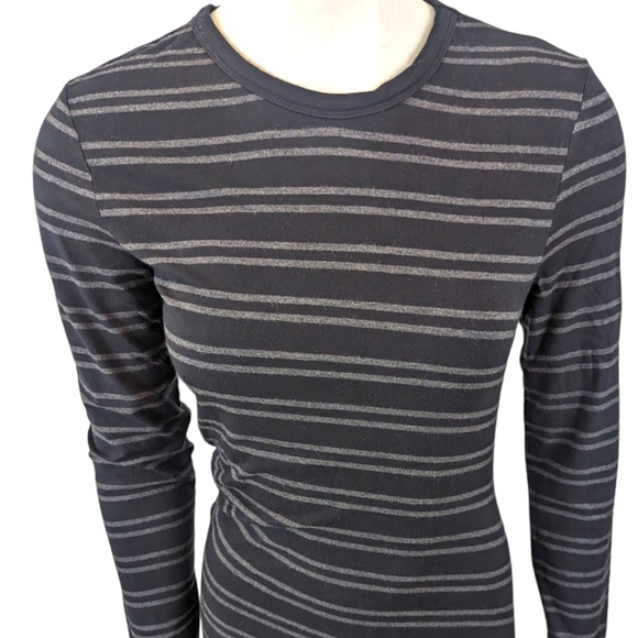 T by Alexander Wang Asymmetrical Stretch Knit Dress Womens Medium Stripe Black - Picture 2 of 8